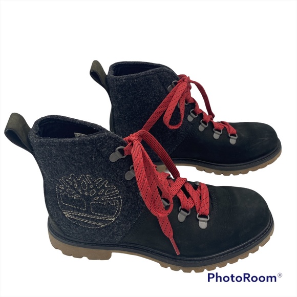 Timberland Shoes | Timberland D-Ring Mixed Media NXT Wool Nu-Buck Leather Hiker Boots Womens 7.5 | Color: Black/Gray | Size: 7.5 | Apinkbumblebee's